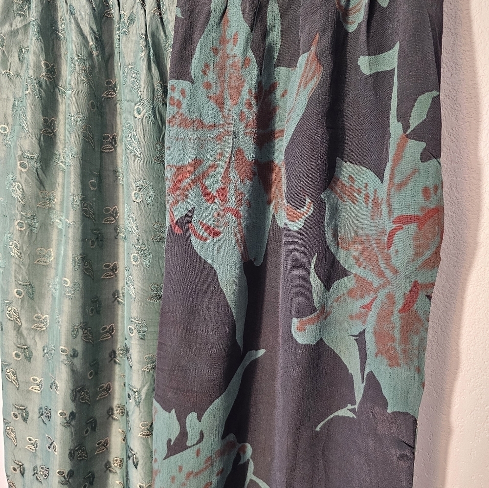 Tienda Ho Black & Green Rayon Boho Pants Free Size - Picture 9 of 10